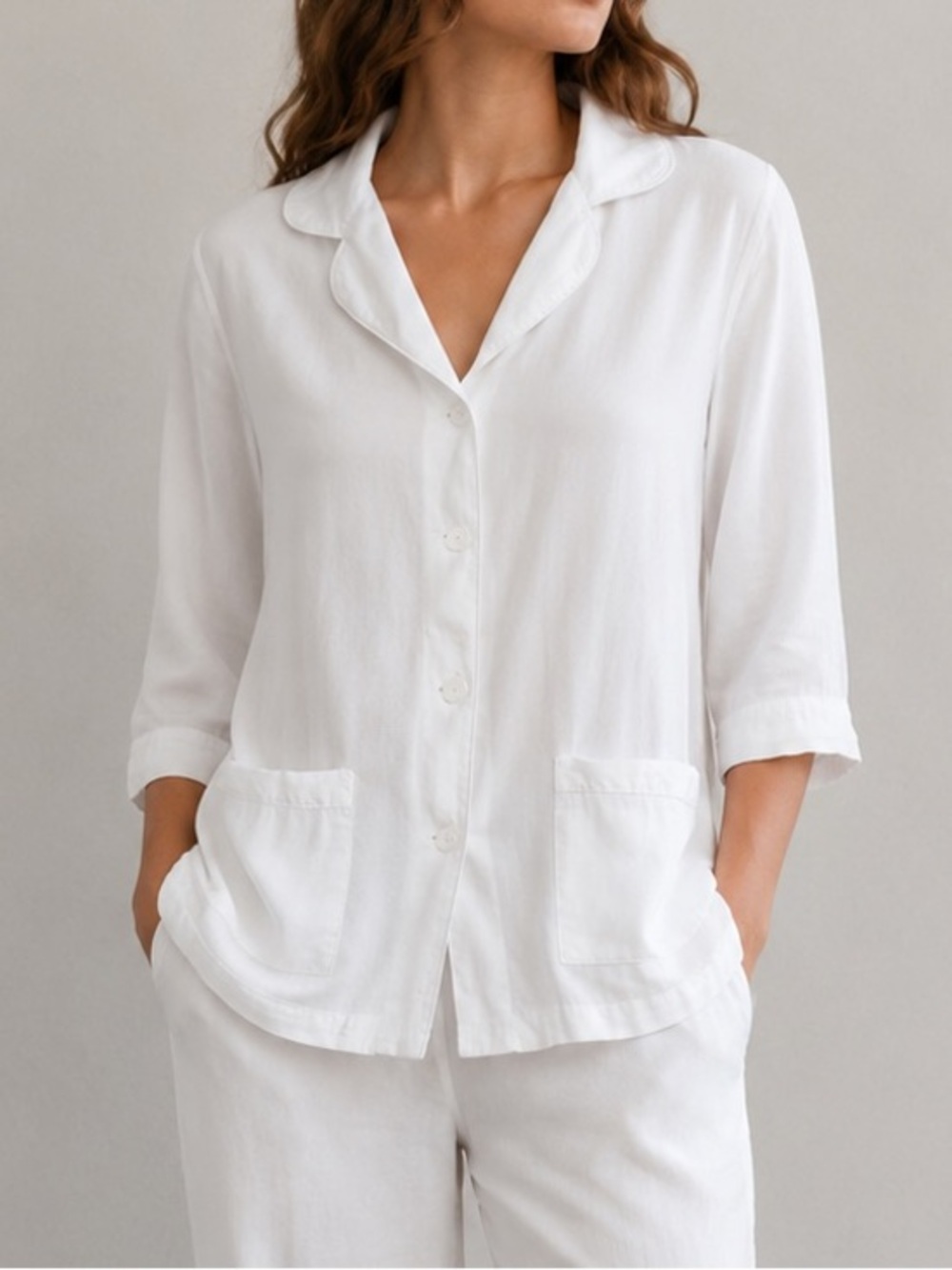 Sleeper Ostrich Feather White Button Down Sleepwear Luxury Loungewear Pajama Top